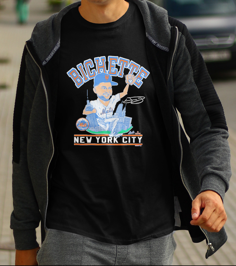 New York Mets Bichette Caricature New York City Tri Blend T-Shirt