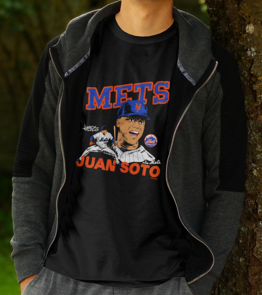 Mets Juan Soto Caricature Tri Blend T-Shirt