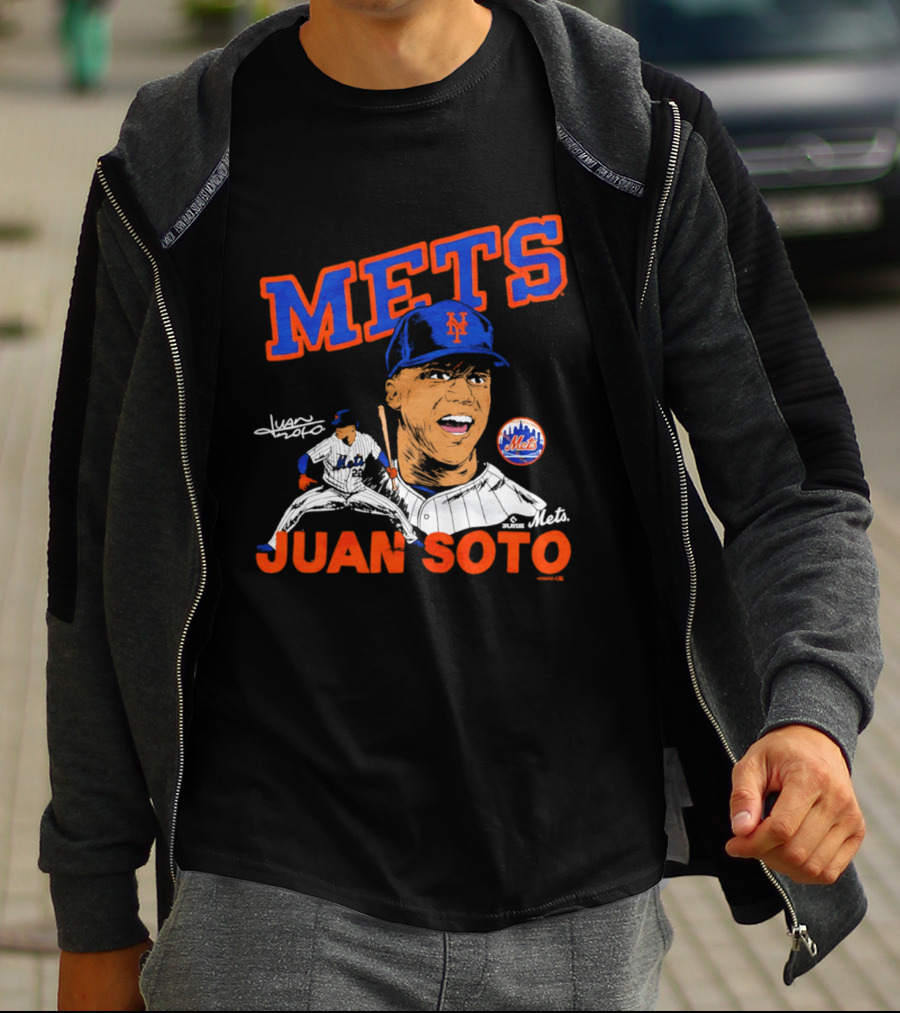 Mets Juan Soto Caricature Tri Blend T-Shirt