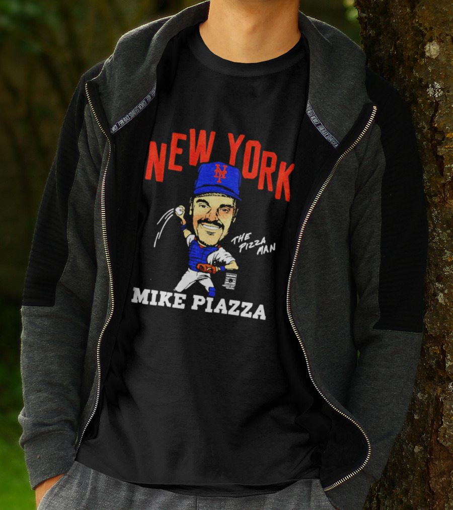 New York Mets Mike Piazza The Pizza Man Caricature T-Shirt
