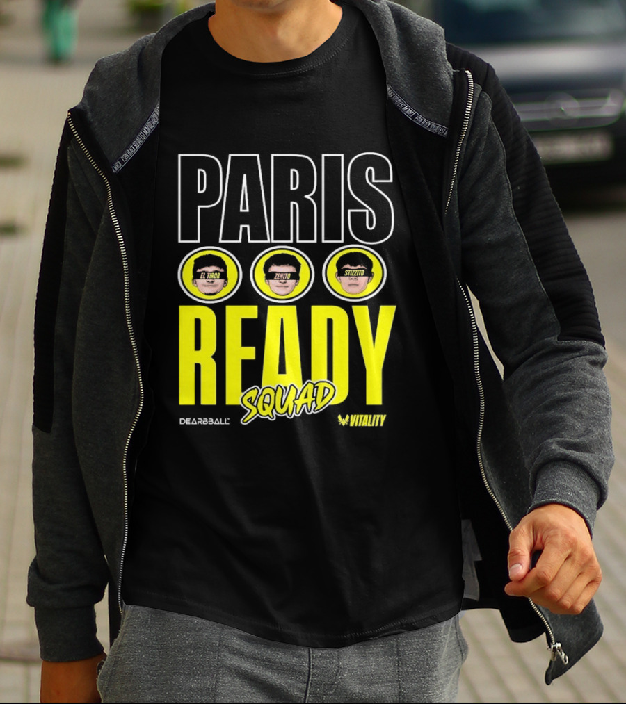 Paris Ready Squad Dearbball Vitality Text Faces T-Shirt