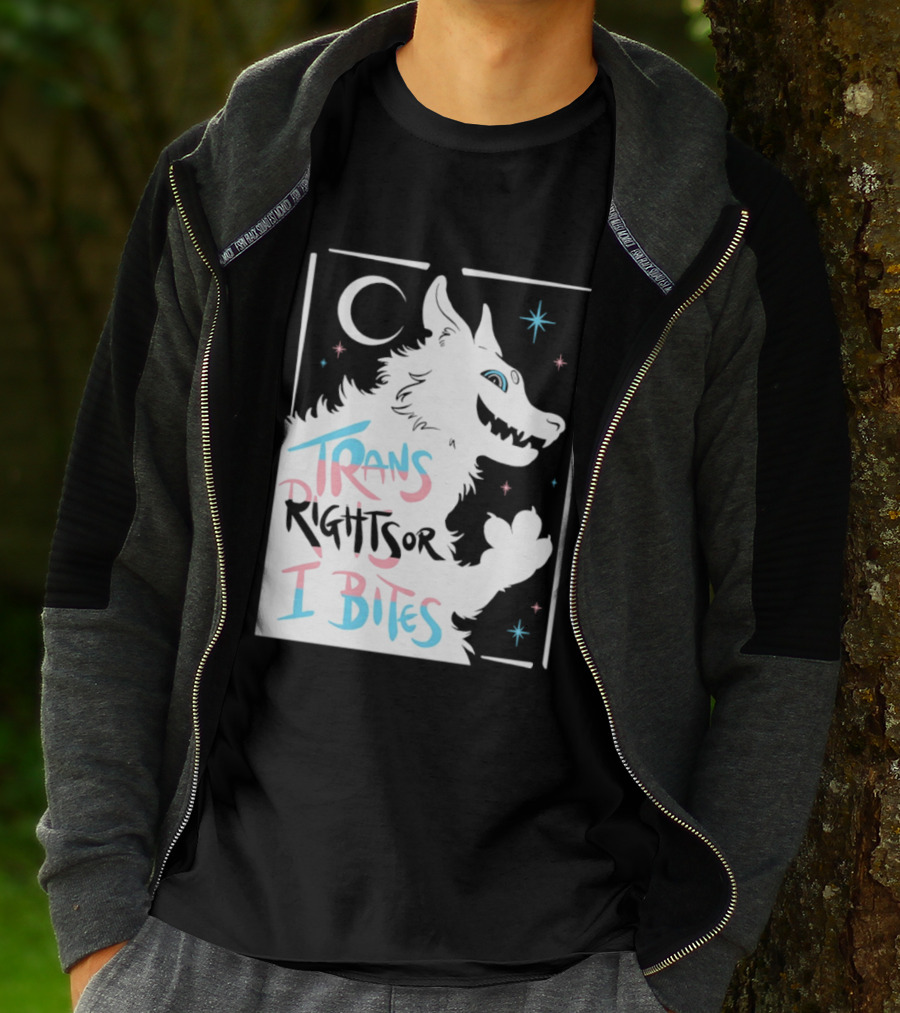 Trans Rights Or I Bites Wolf Moon Stars T-Shirt