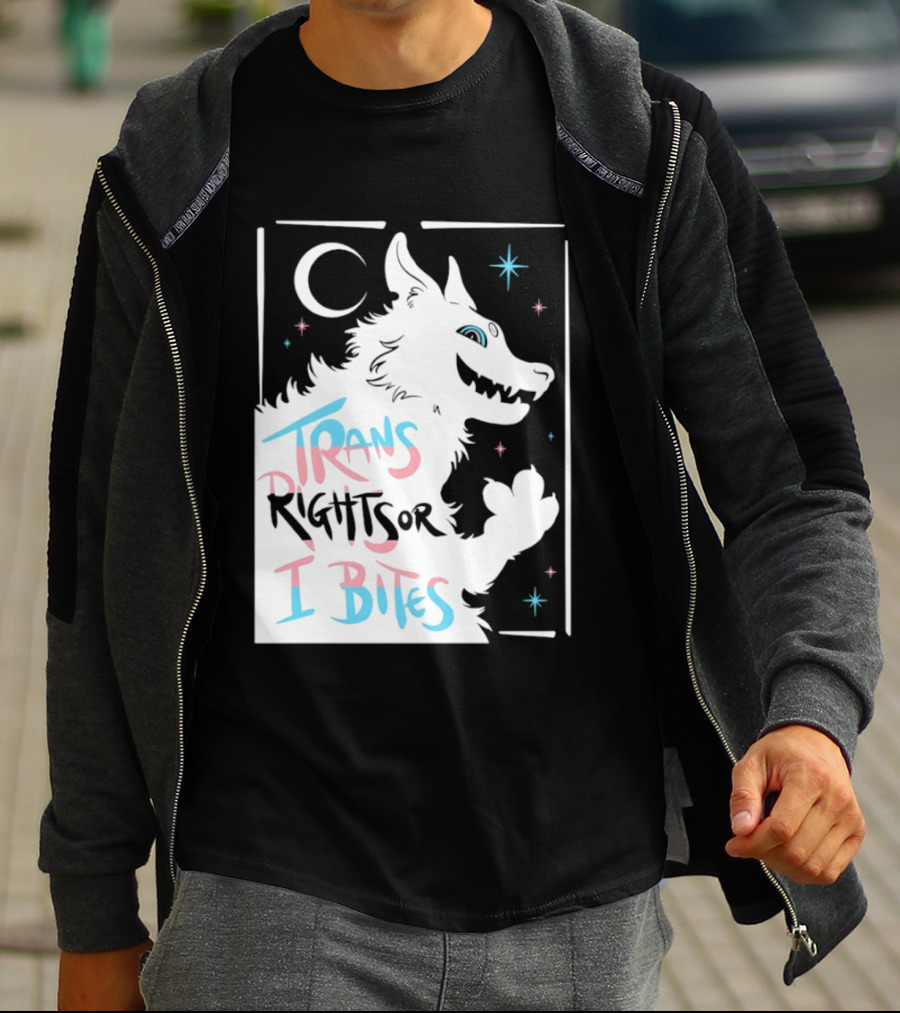 Trans Rights Or I Bites Wolf Moon Stars T-Shirt