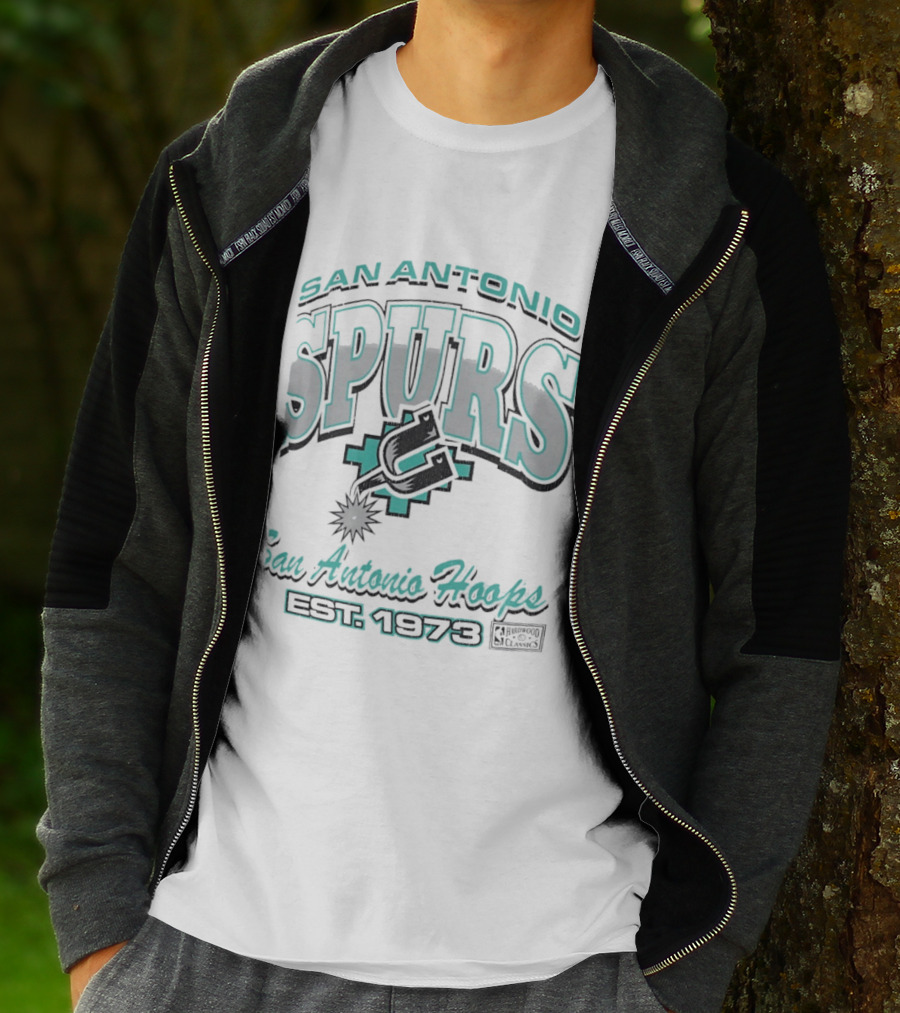 San Antonio Spurs San Antonio Hoops Est 1973 Hardwood Classics NBA Basketball T-Shirt