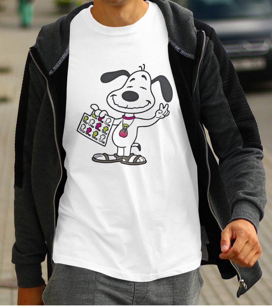 Snoopy Peace Sign Hippie Woodstock Peanuts Pop Culture T-Shirt