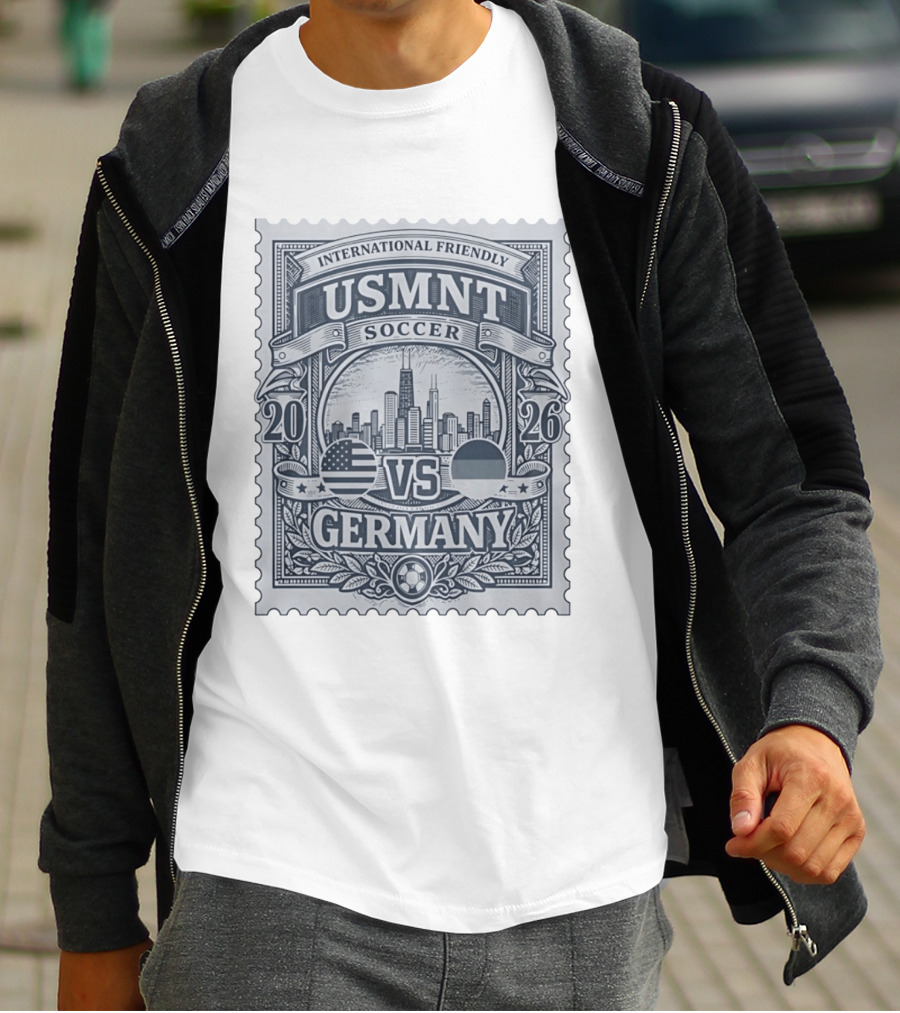 International Friendly 2026 USMNT Soccer Vs Germany Chicago Skyline T-Shirt