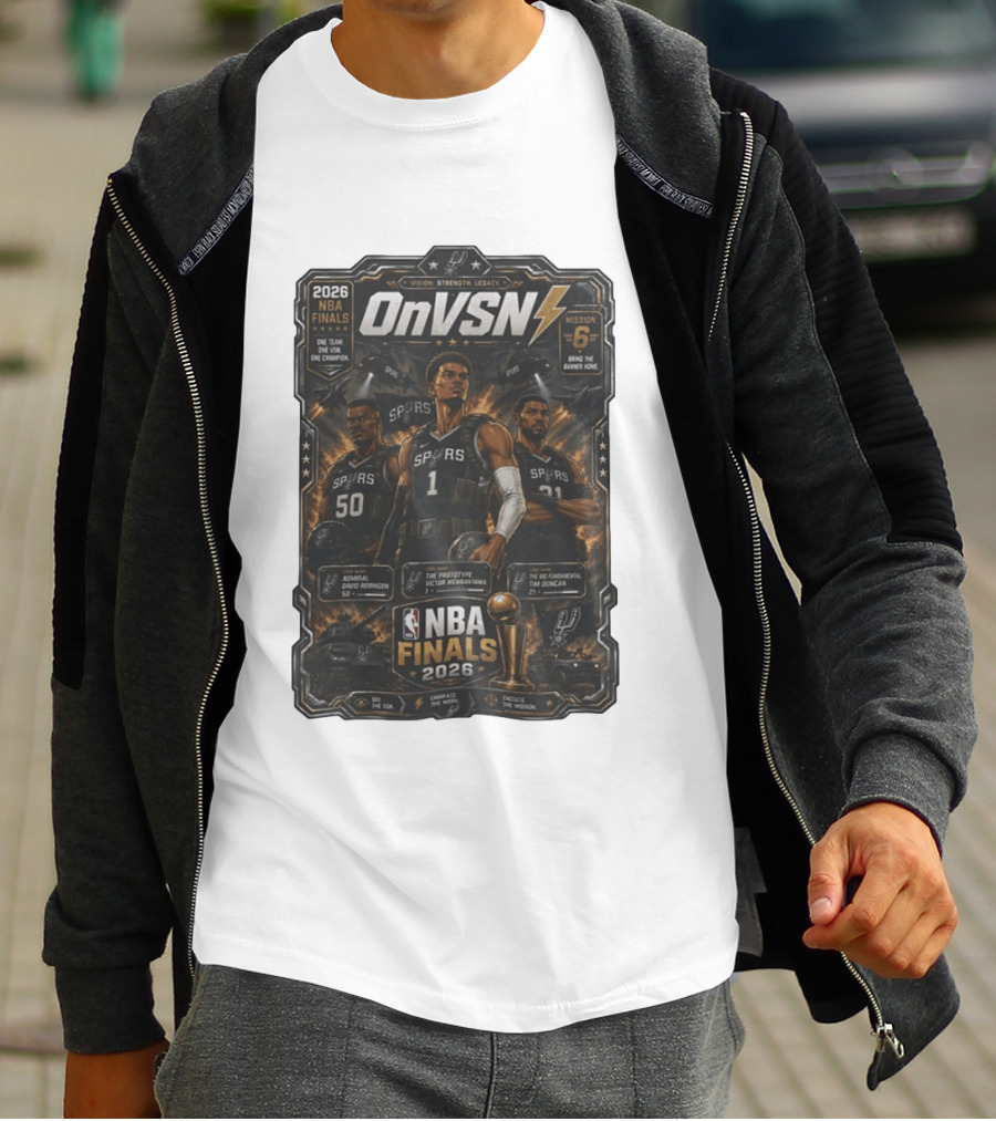 NBA Finals 2026 OnVSN Vision Strength Legacy San Antonio Spurs David Robinson Victor Wembanyama Tim Duncan T-Shirt