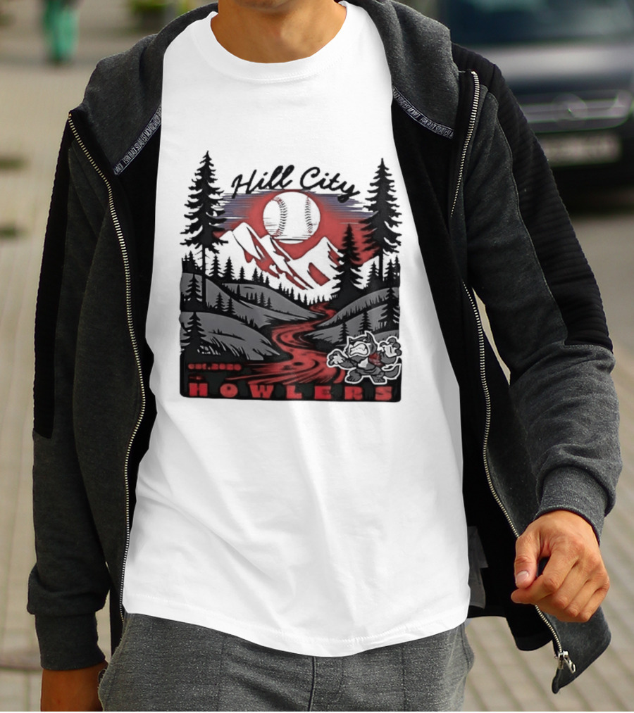 Hill City Howlers Est 2020 Mountain Pine Tree Forest Nature Sports T-Shirt