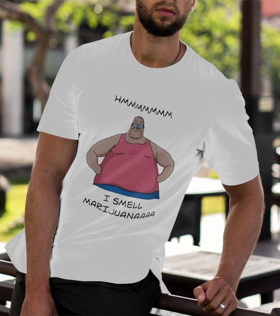 HMMMMMMM I Smell Marijuana Meme Character In Pink T-Shirt