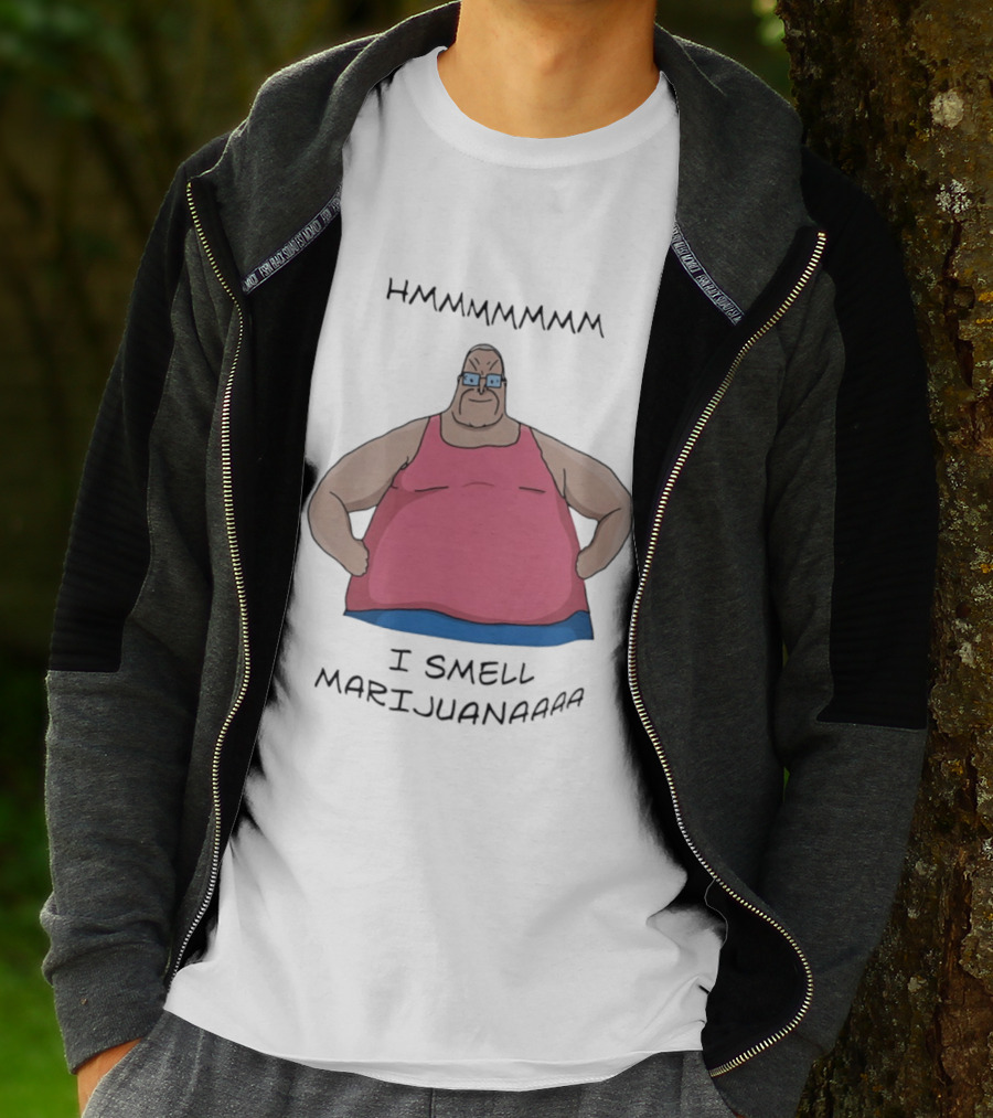 HMMMMMMM I Smell Marijuana Meme Character In Pink T-Shirt