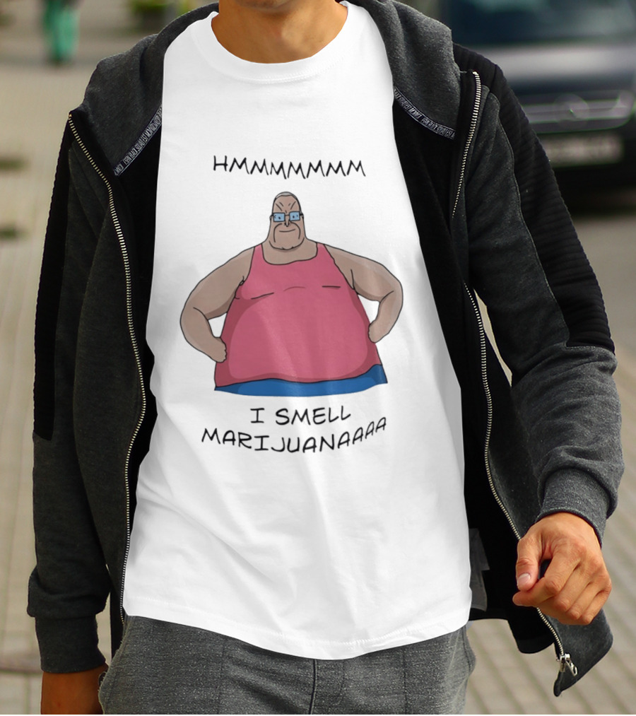 HMMMMMMM I Smell Marijuana Meme Character In Pink T-Shirt