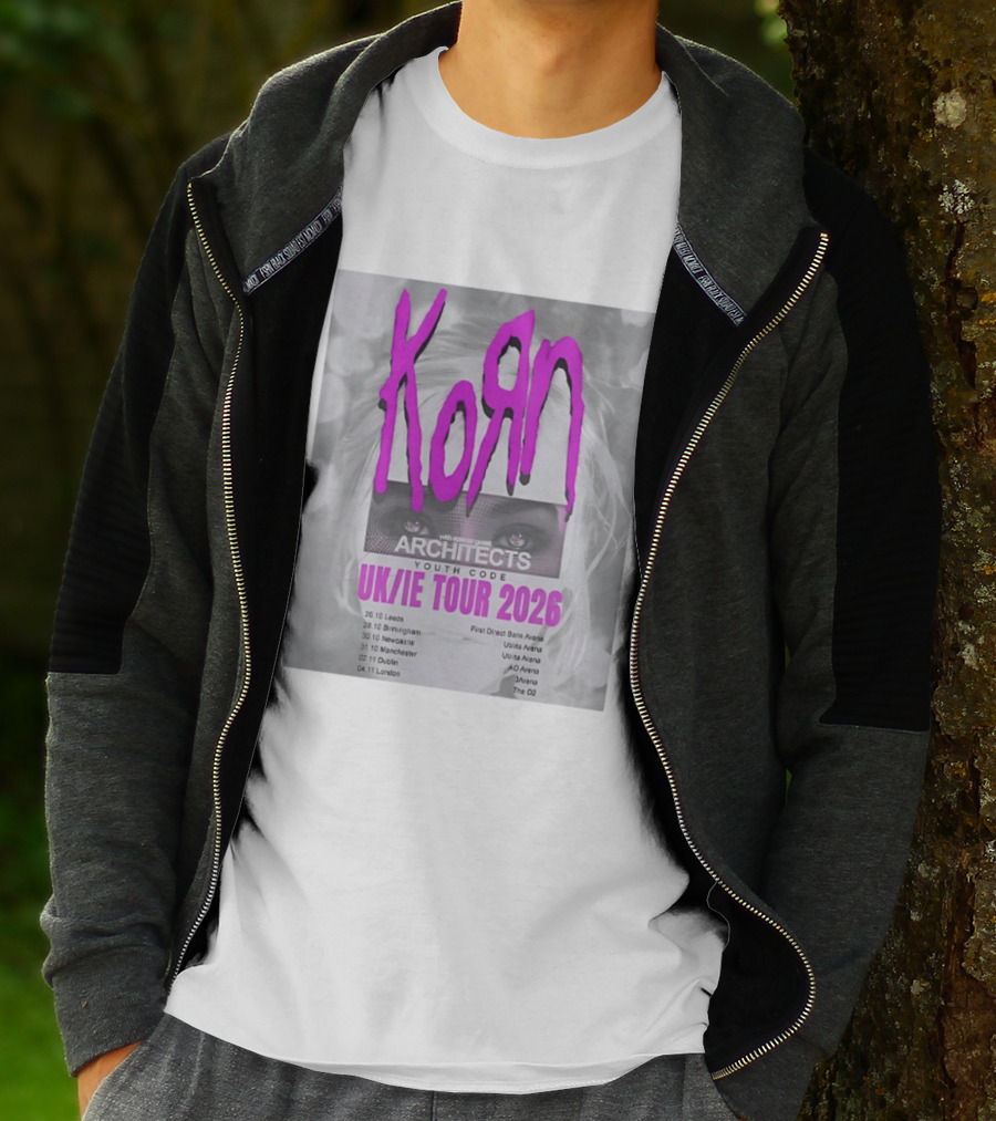 Korn UK/IE Tour 2026 Schedule Architects Youth Code First Direct Arena O2 Arena T-Shirt