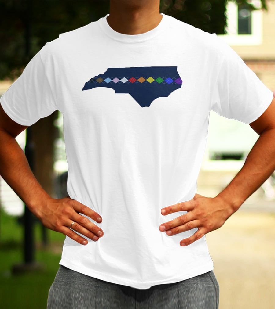 North Carolina Argyle State Map Pattern Inclusivity Message T-Shirt