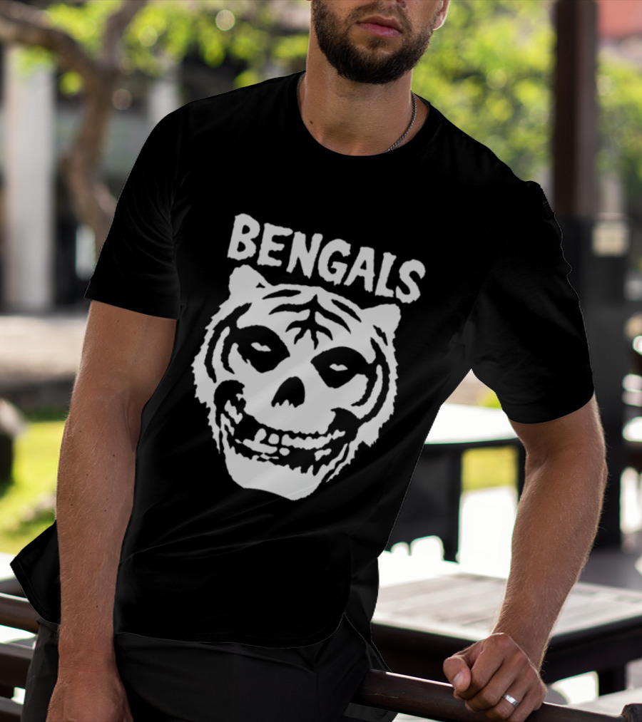 Bengals Skull Tiger Face Fusion T-Shirt