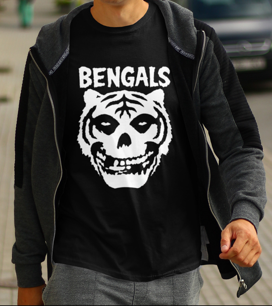 Bengals Skull Tiger Face Fusion T-Shirt