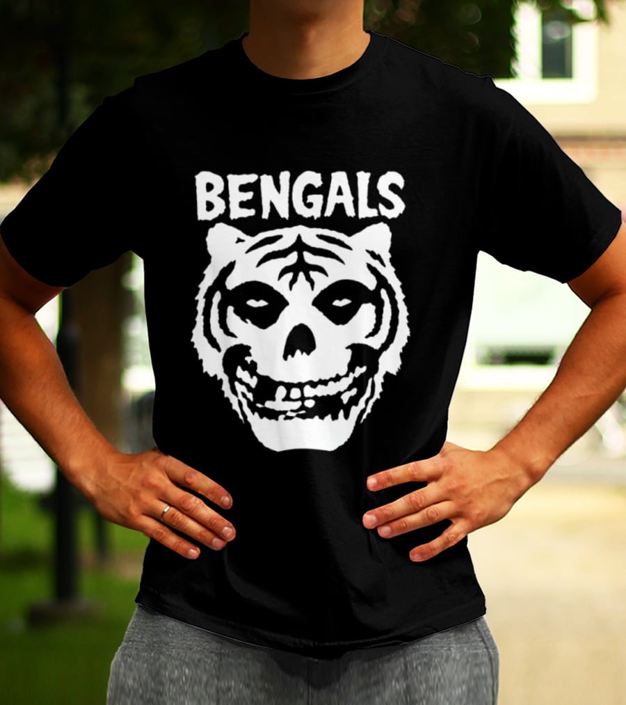 Bengals Skull Tiger Face Fusion T-Shirt
