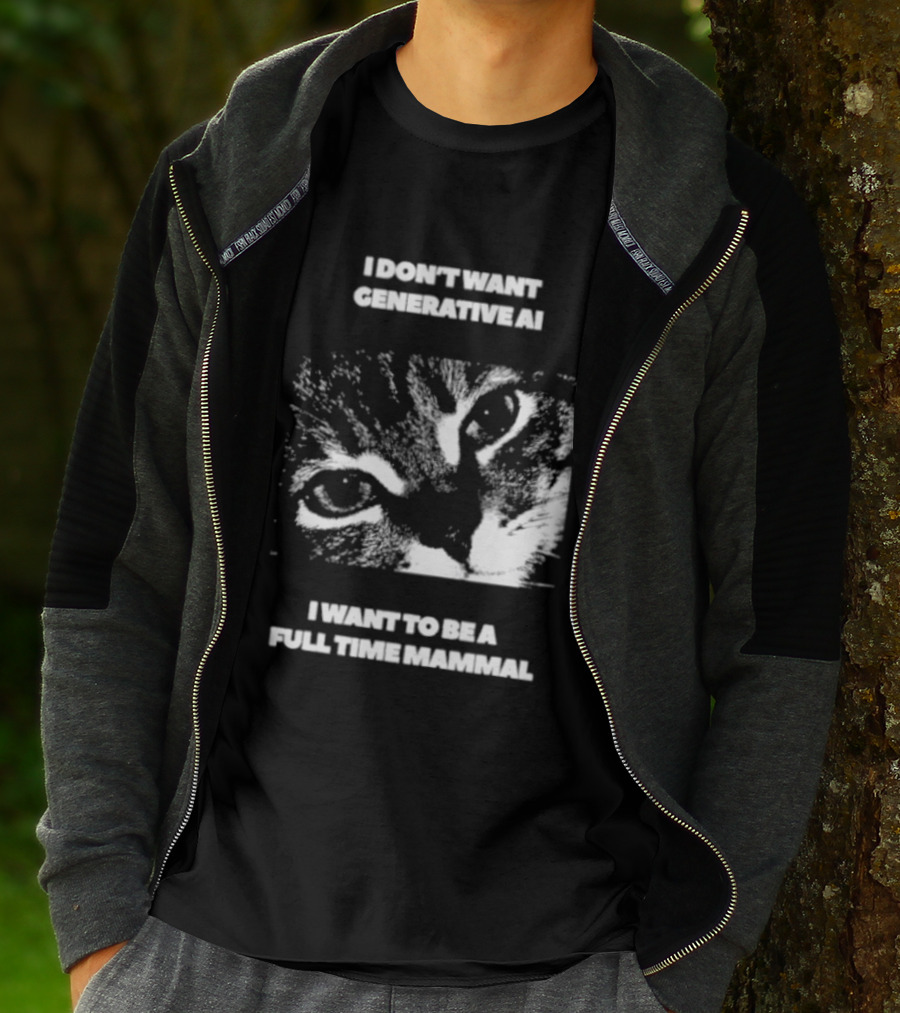 I Don't Want Generative AI I Want To Be A Full Time Mammal Cat Eyes T-Shirt