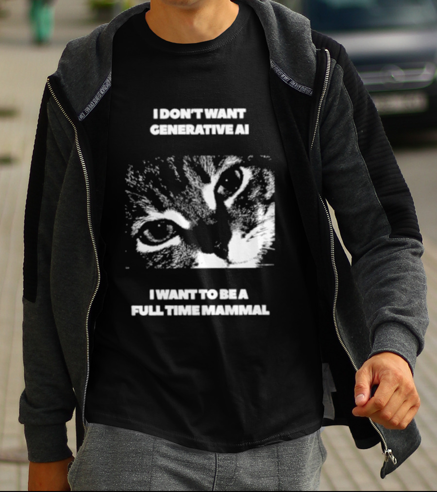 I Don't Want Generative AI I Want To Be A Full Time Mammal Cat Eyes T-Shirt