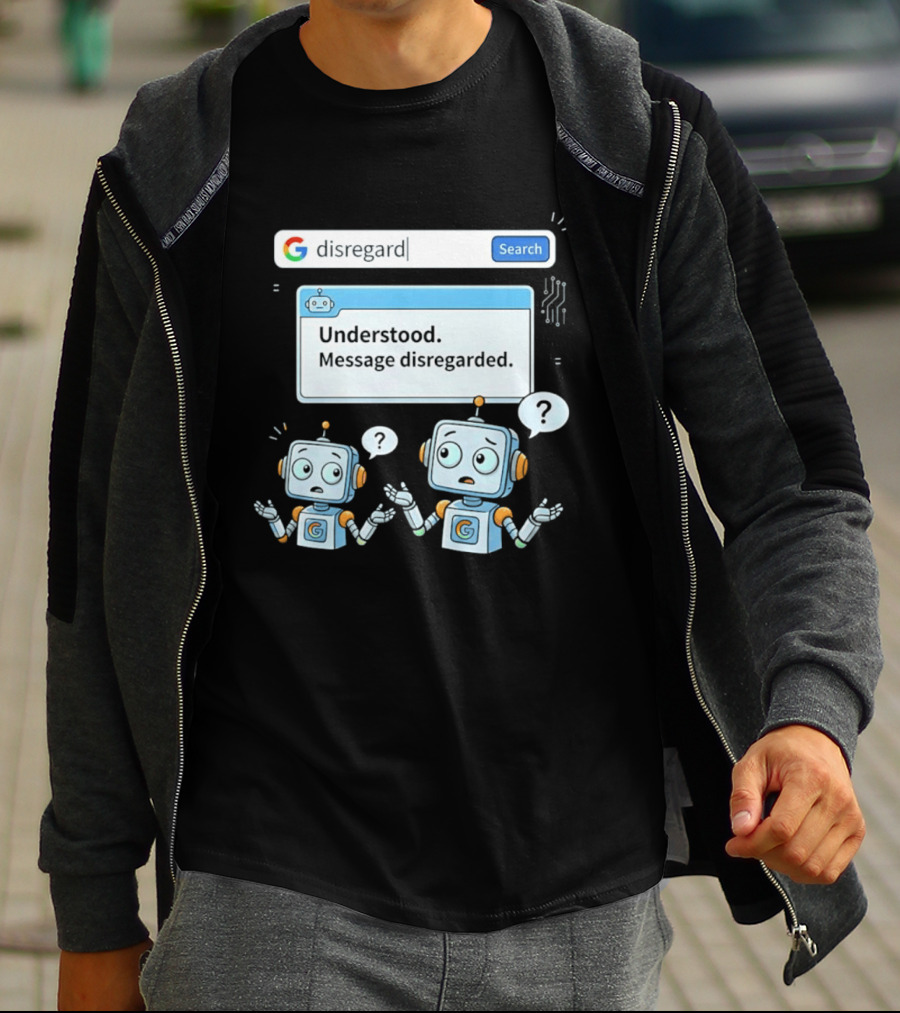 Google Disregard Search Understood Message Disregarded Robot Confusion T-Shirt