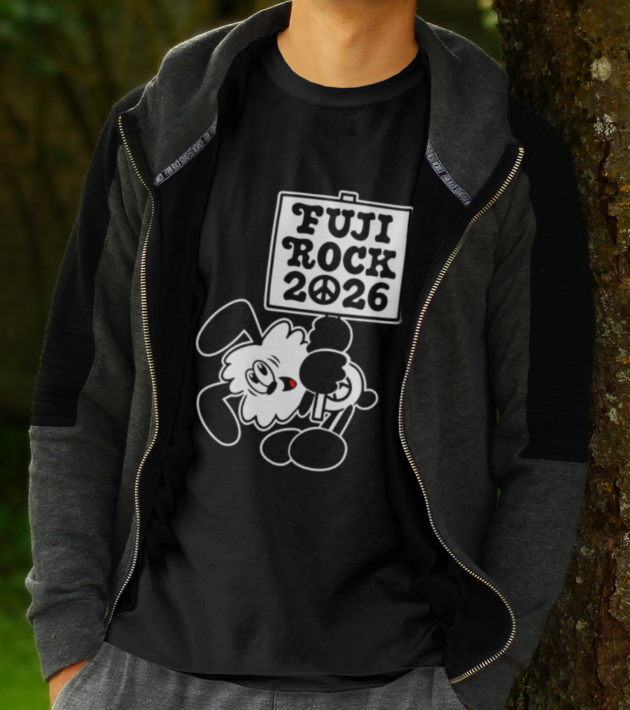 Fuji Rock 2026 Peace Sign Cartoon T-Shirt