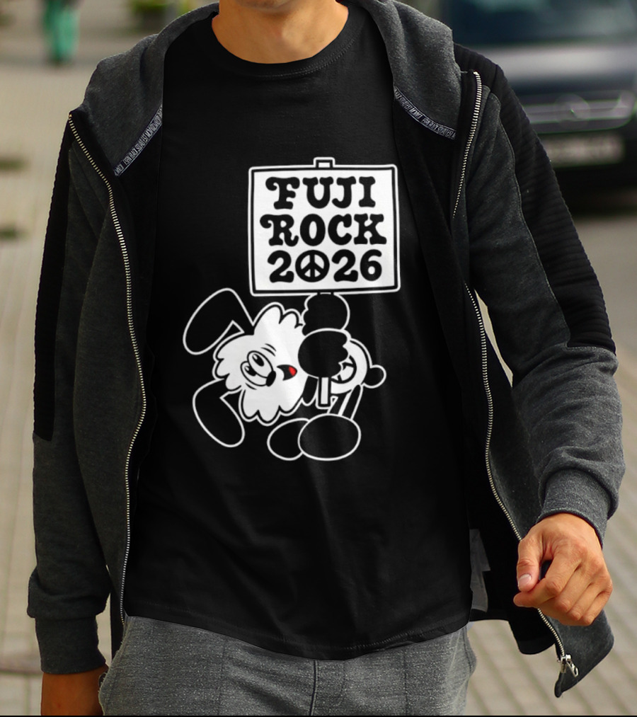 Fuji Rock 2026 Peace Sign Cartoon T-Shirt