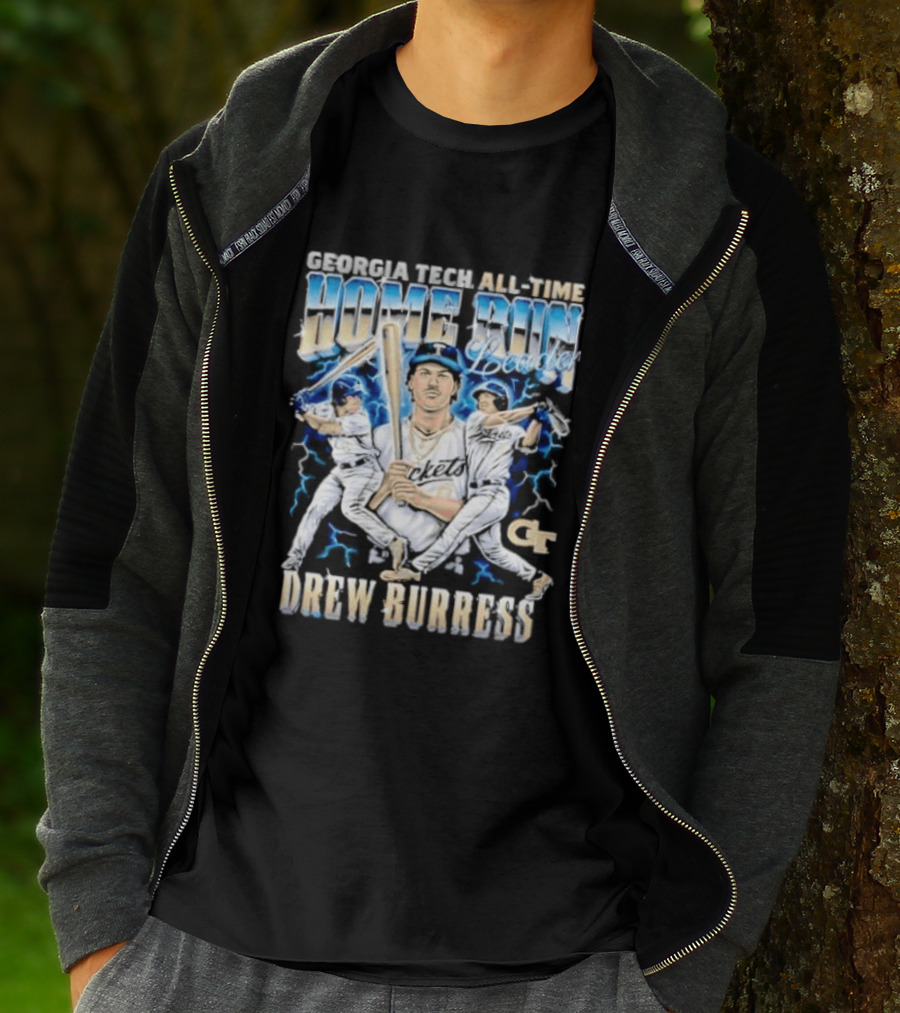 Georgia Tech All Time Home Run Drew Burress GT Baseball Players T-Shirt