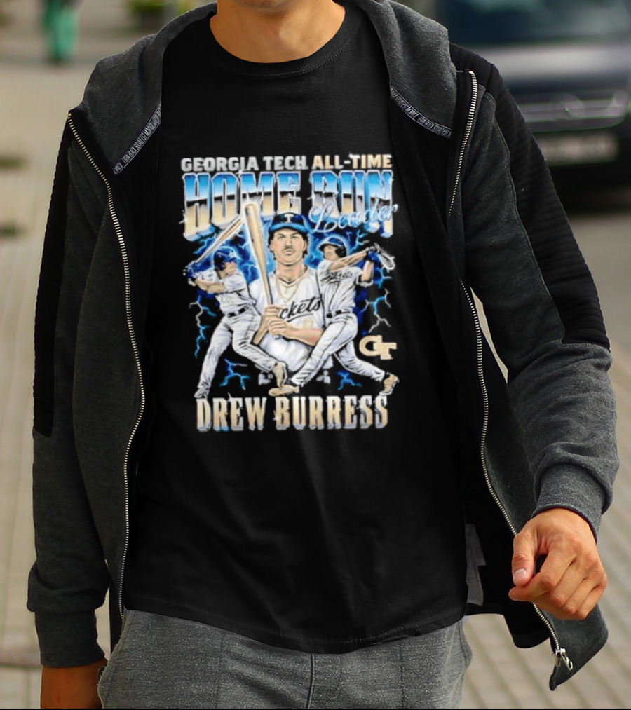 Georgia Tech All Time Home Run Drew Burress GT Baseball Players T-Shirt