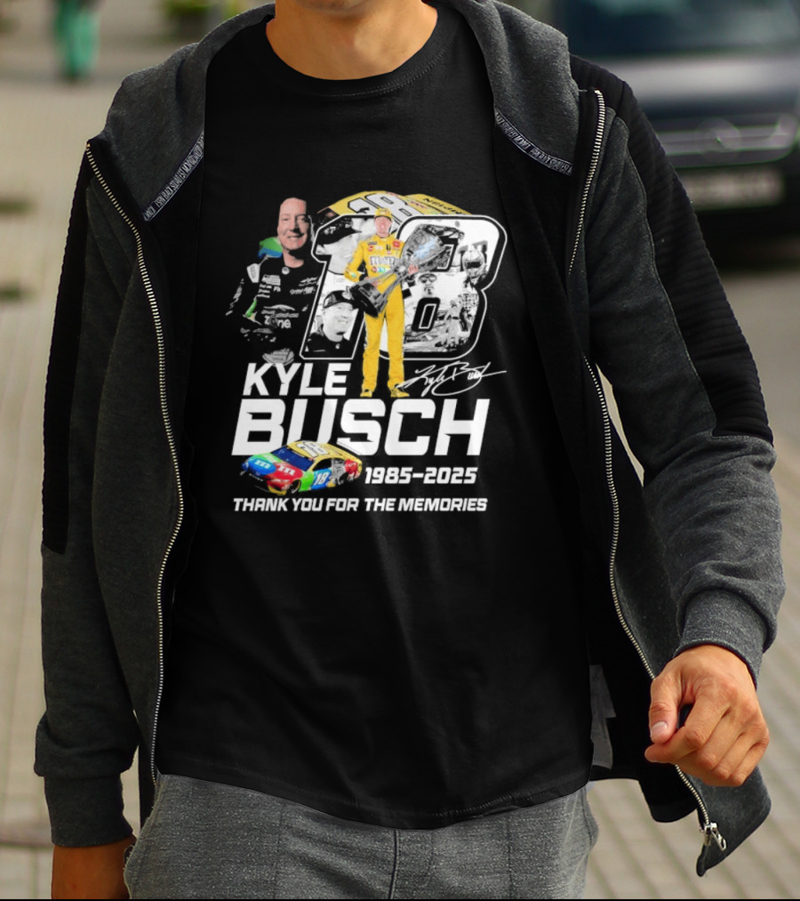 Kyle Busch Racing 1985 2025 Thank You For The Memories 18 Car NASCAR T-Shirt