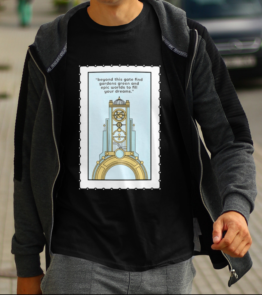 Epic Worlds Gate Tower Dreams Imagination Steampunk Deco Fantasy T-Shirt