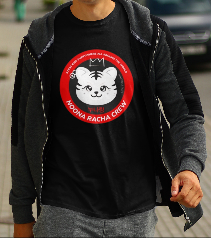 Stray Kids Everywhere All Around The World Noona Racha Crew Tiger Face T-Shirt