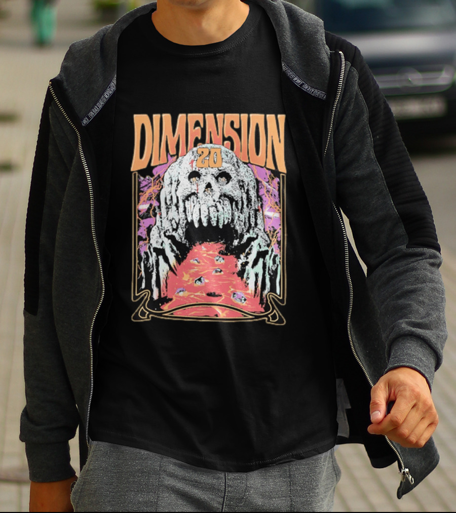 Dimension 20 Skull Lava Dice T-Shirt
