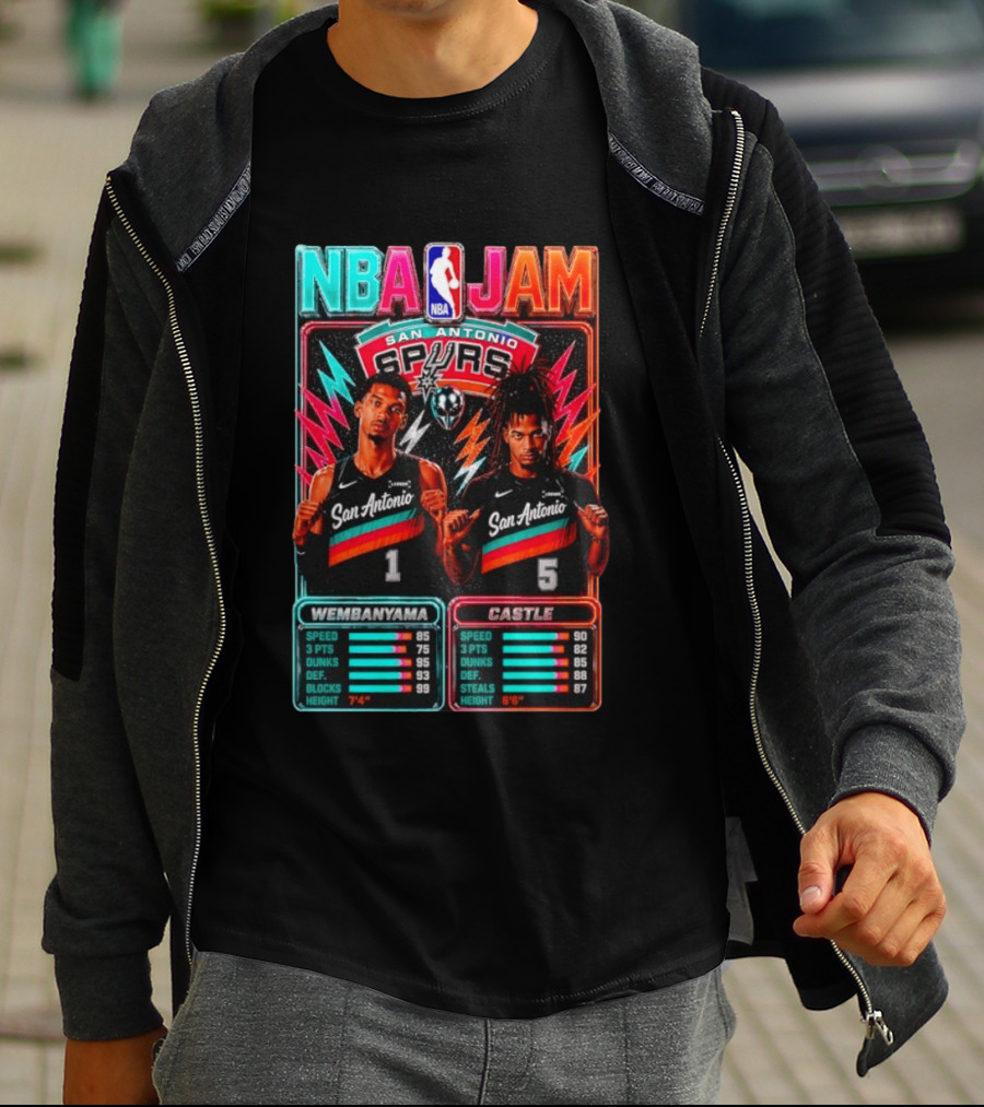 NBA Jam Wembanyama Castle San Antonio Spurs T-Shirt
