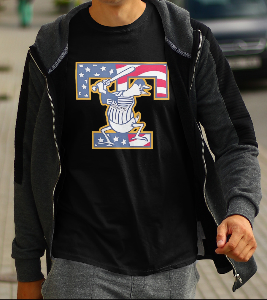 Toledo Mud Hens Muddy Stars And Stripes American Baseball T-Shirt