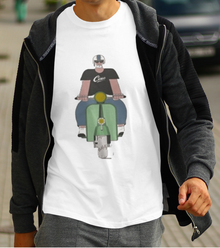 Ciao Vespa Rider With Helmet And Shades T-Shirt