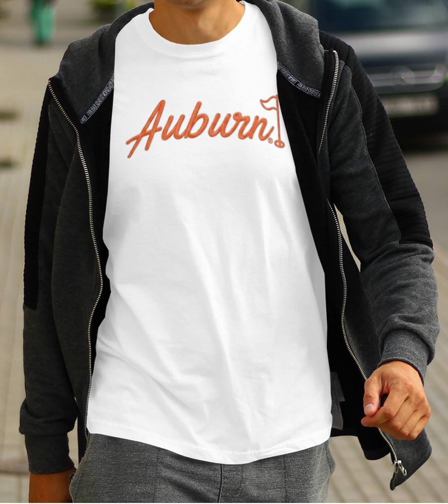 2026 Auburn Golf Flag Hat Iconic Script With Flagpole T-Shirt