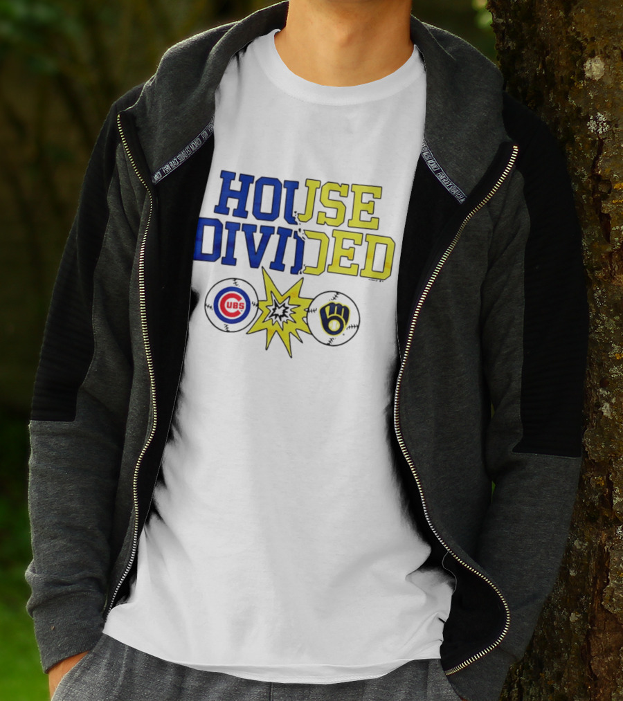 Chicago Cubs Vs Milwaukee Brewers Rivalry House Divided Fan Gear T-Shirt