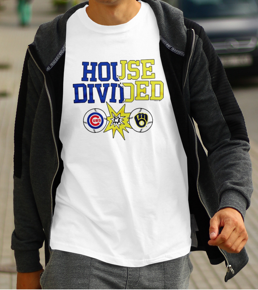 Chicago Cubs Vs Milwaukee Brewers Rivalry House Divided Fan Gear T-Shirt
