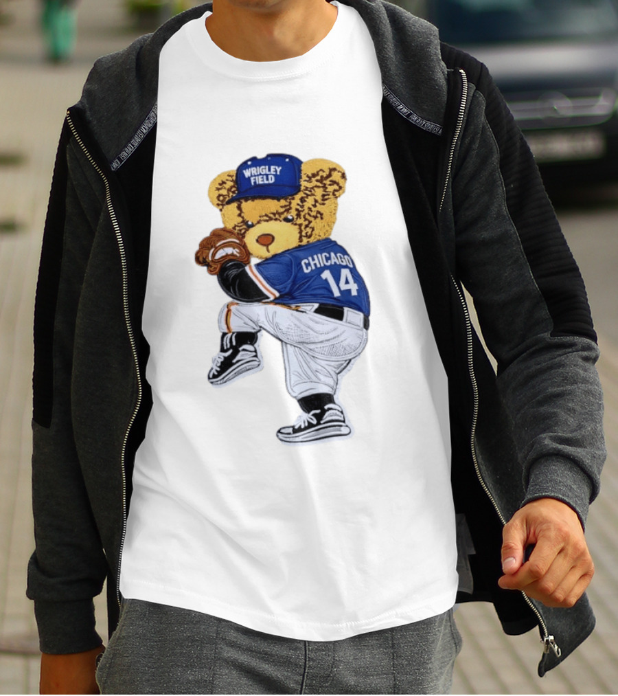 Wrigley Field Chicago Bear 14 Baseball Pitcher T-Shirt