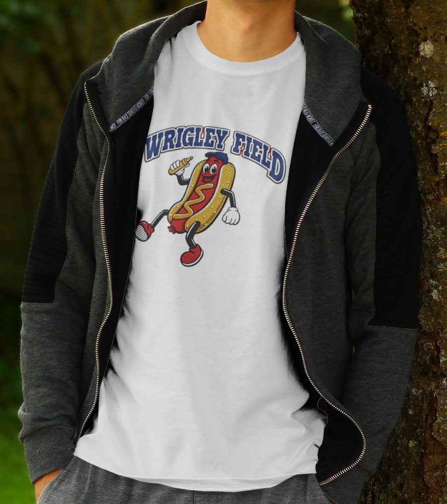 Wrigley Field Hot Dog Mascot Sprint With Mustard T-Shirt