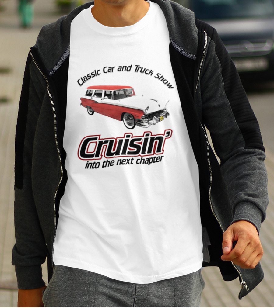 Classic Car And Truck Show Cruisin' Into The Next Chapter Vintage Red Station Wagon T-Shirt