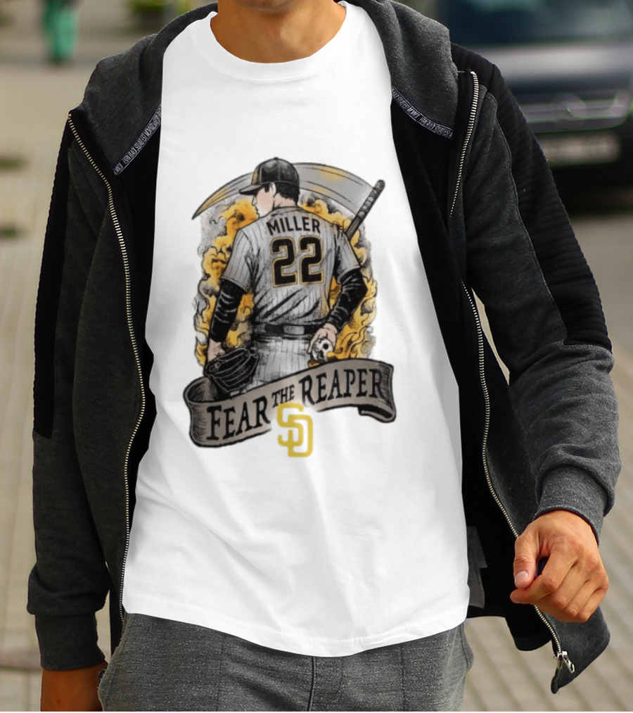 Mason Miller 22 Fear The Reaper San Diego Padres MLB T-Shirt