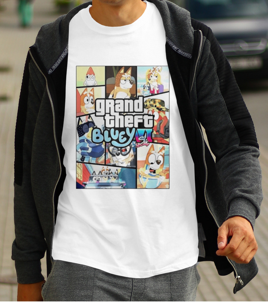 Grand Theft Bluey Funny Cartoon T-Shirt