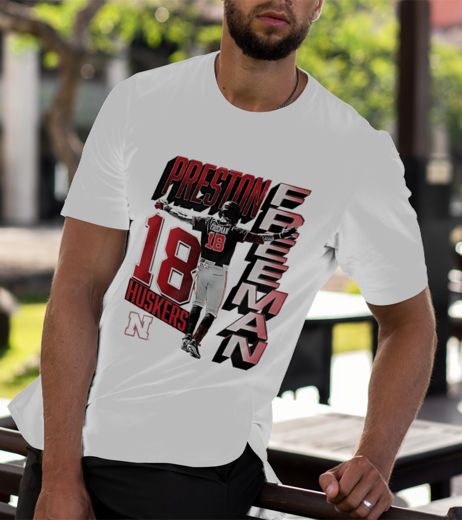 Preston Freeman 18 Huskers Nebraska Football Player T-Shirt