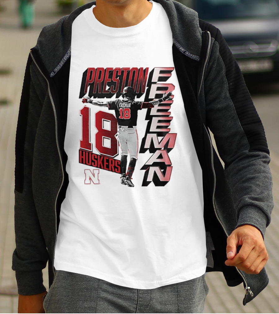 Preston Freeman 18 Huskers Nebraska Football Player T-Shirt