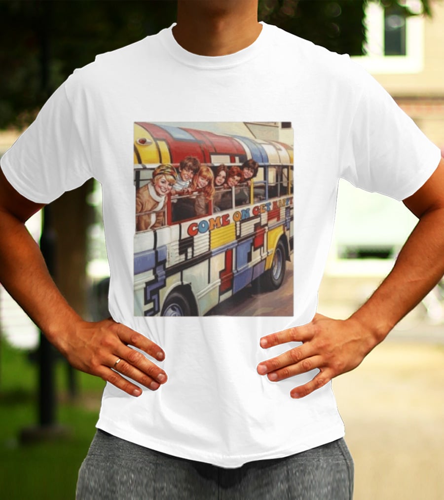 Psychedelic School Bus Come On Get Happy Retro Vibes T-Shirt