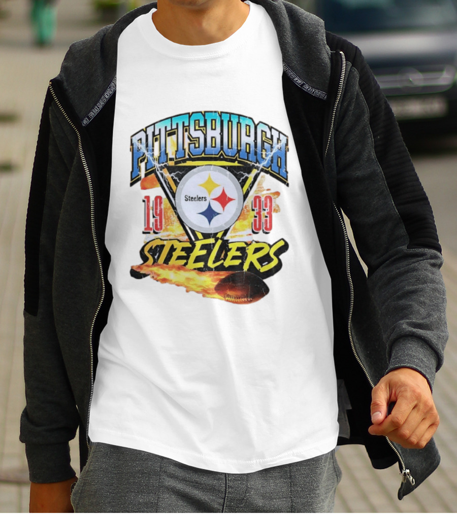 Pittsburgh Steelers 1933 Football Flame T-Shirt