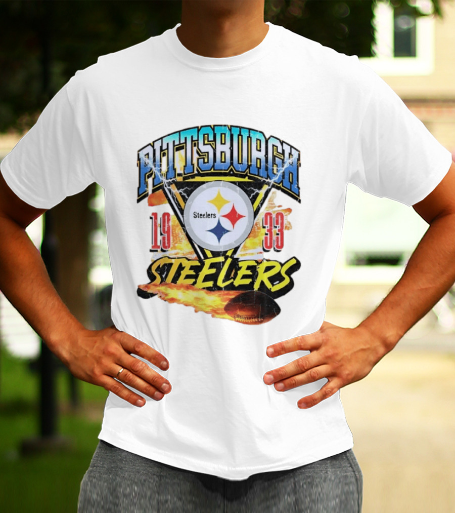 Pittsburgh Steelers 1933 Football Flame T-Shirt