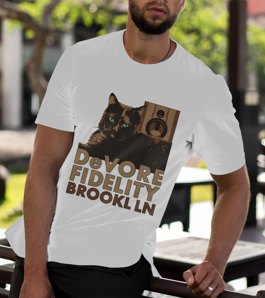 DeVore Fidelity Brooklyn LN Cat Speaker T-Shirt