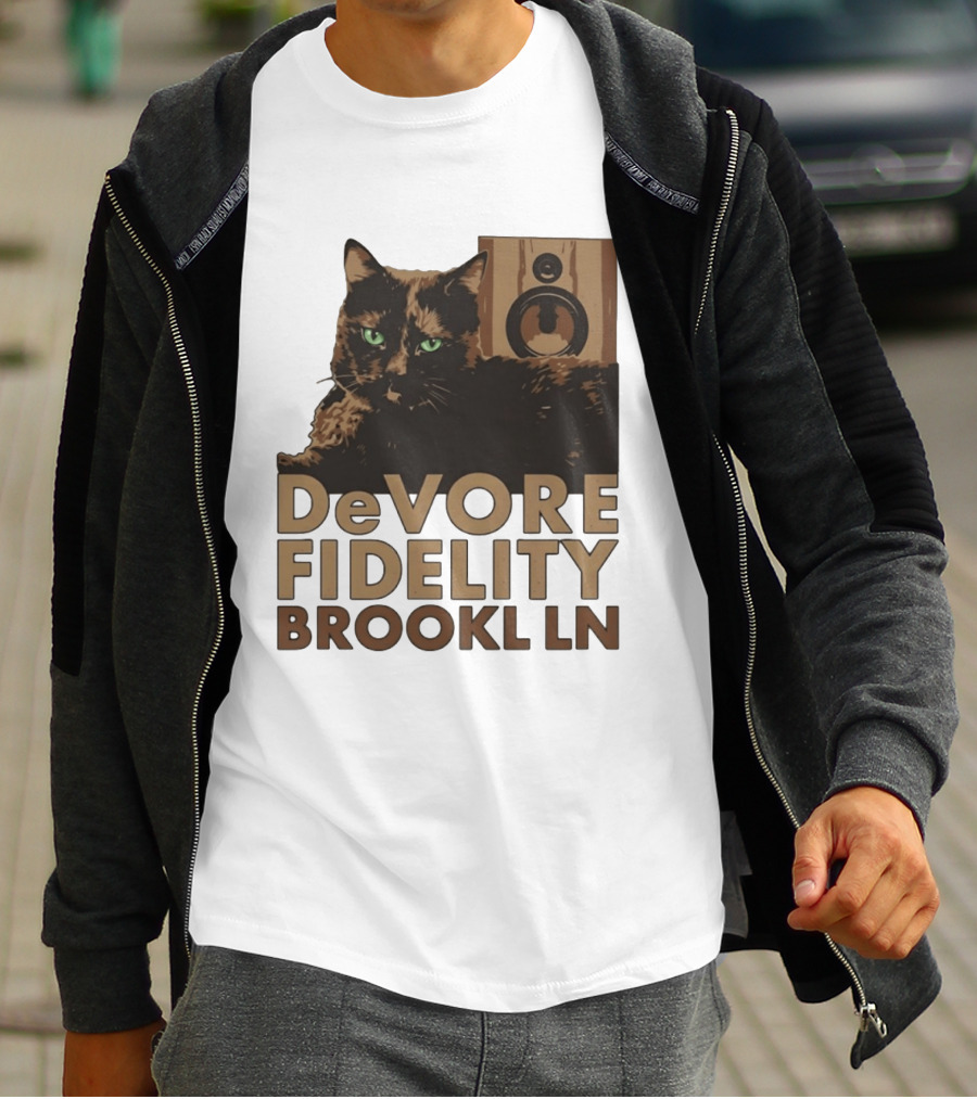 DeVore Fidelity Brooklyn LN Cat Speaker T-Shirt