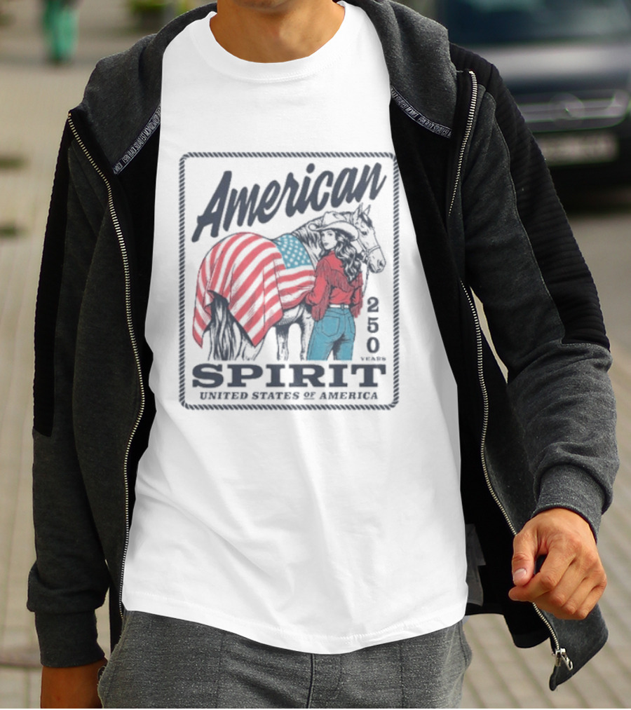 American Spirit 250 United States Of America Horse And Rider With Flag Blanket T-Shirt